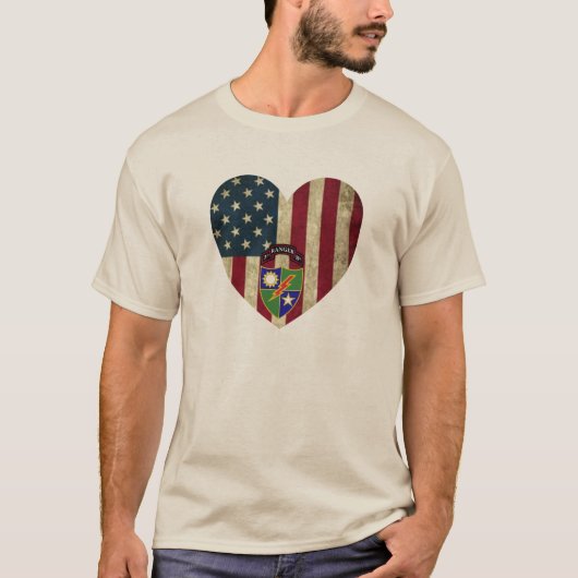3. Bataillon 75. Ranger Reg American Heart Flag T-Shirt (Vorderseite)