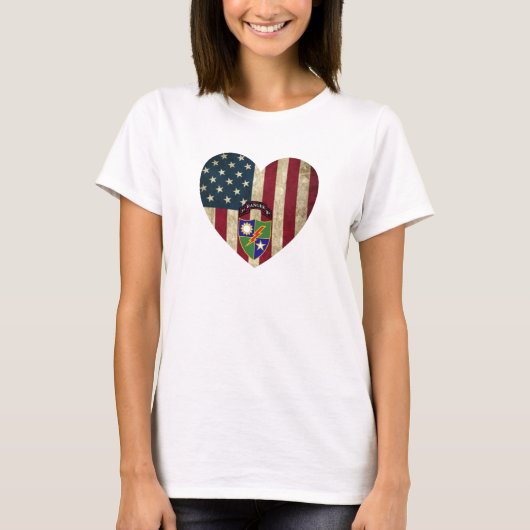 3. Bataillon 75. Ranger Reg American Heart Flag T-Shirt (Vorderseite)
