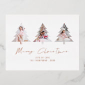 3 Baum Form Fotos Frohe Weihnachten Luxus Folien Feiertagspostkarte (Vorderseite)