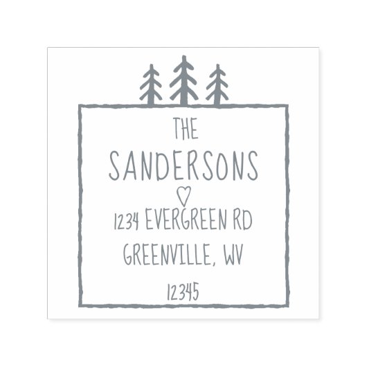 3 Bäume Rustikale Waldlandschaft Calm Forest Rücks Permastempel (Design)