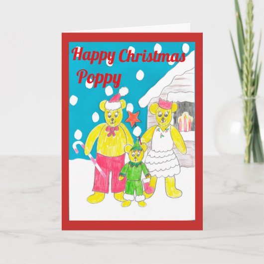 3 Bears Christmas card Poppy Feiertagskarte (Vorderseite)