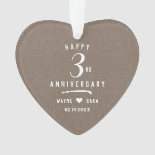 3. Beige Leather Hochzeitstag Ornament