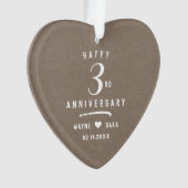 3. Beige Leather Hochzeitstag Ornament (Vorderseite)