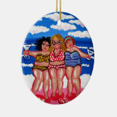 3 Best Friend Martini Beach Divas Runder Ornament (Rechts)