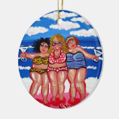 3 Best Friend Martini Beach Divas Runder Ornament (Links)