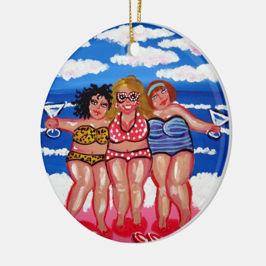 3 Best Friend Martini Beach Divas Runder Ornament (Links)
