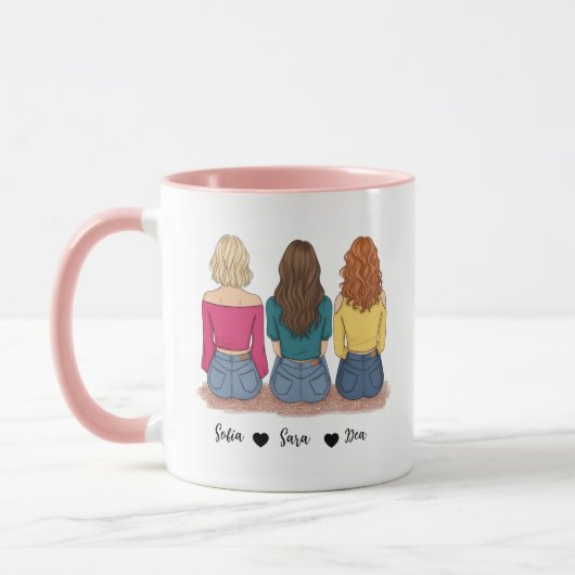 3 Best Friends Personalized Mug Gift for Her Tasse (Links)