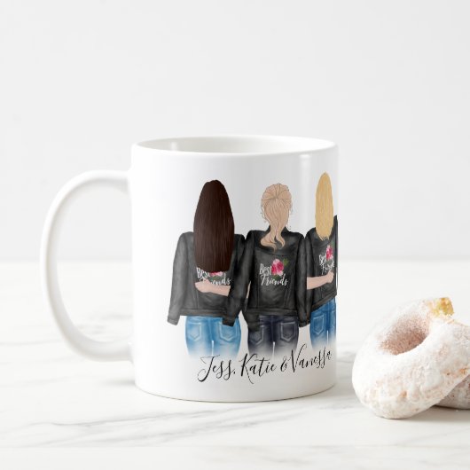 3 Beste Freunde Blonde Brünette BESTE FREUNDIN Fre Kaffeetasse (Mit Donut)
