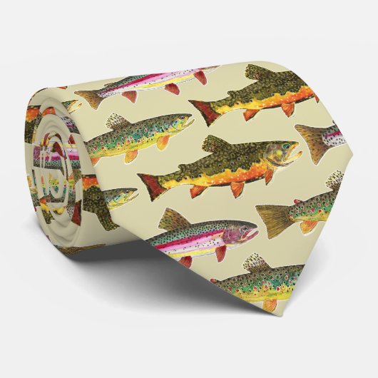 3 Big Beautiful Foreut Fishing Fischer Krawatte (Gerollt)