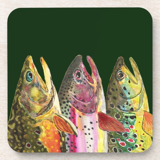 3 Big Fout - Brook, Brown, Rainbow Untersetzer (Vorderseite)