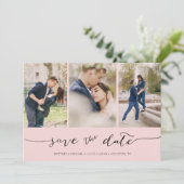 3 Bild mit Handschrift Rosa Save The Date (Stehend Vorderseite)