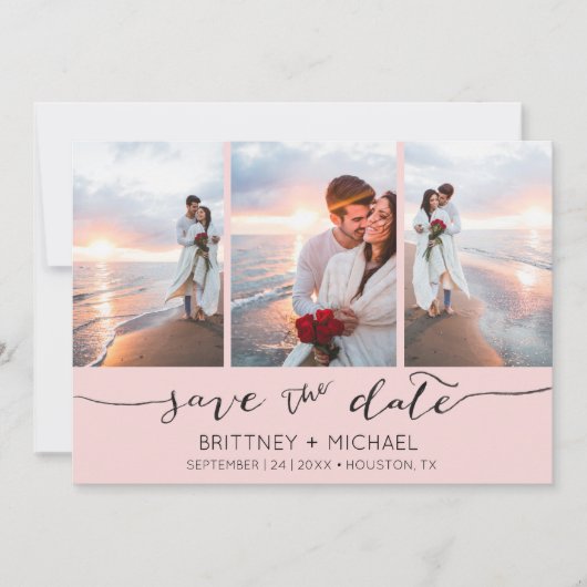 3 Bild mit Handschrift rosa Save The Date (Vorderseite)