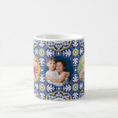 💛 💙 3 Bilder und Text, mediterranes Azulejo Kaffeetasse (Mittel)