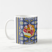 💛 💙 3 Bilder und Text, mediterranes Azulejo Kaffeetasse (Links)