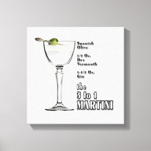 3 bis 1 (Nass) Martini Cocktail Rezept Art 12 "x12 Leinwanddruck (Vorderseite)