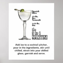 3 bis 1 (Nass) Martini Cocktail Rezept Art 16 "x20 Poster