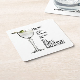3 bis 1 (Nass) Martini Cocktail Rezeption Art: Rechteckiger Pappuntersetzer