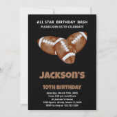 3 Black Brown Football Einladung zum Geburtstag (Vorderseite)