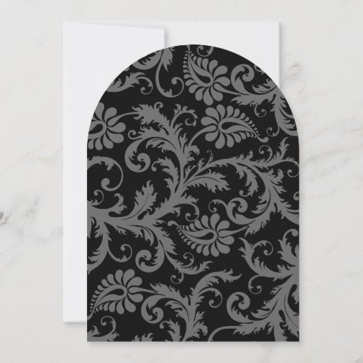 3 Black Candelierers Shadow Damask Wedding Einladung (Rückseite)
