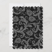 3 Black Candelierers Shadow Damask Wedding Einladung (Rückseite)