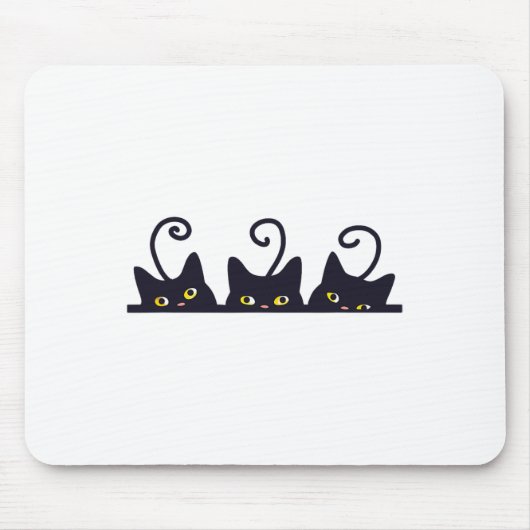 3 Black Cats Funny Cat Liebhaber Design Frauen Män Mousepad (Vorne)