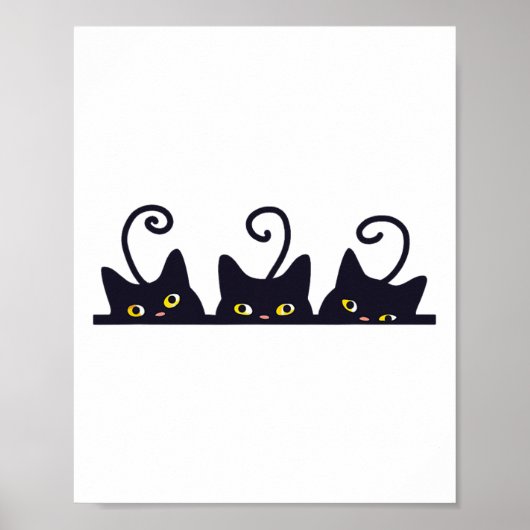 3 Black Cats Funny Cat Liebhaber Design Frauen Män Poster (Vorne)