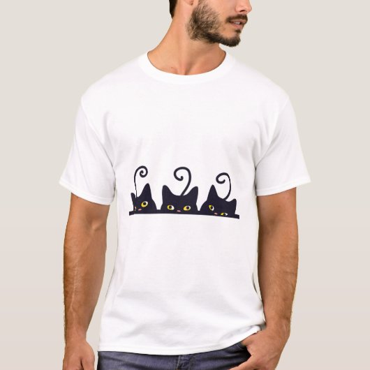 3 Black Cats Funny Cat Liebhaber Design Frauen Män T-Shirt (Vorderseite)