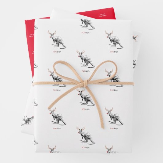 3 Blatt Funny Aussie Rudolf Xmas Verpackung (Beispiel)