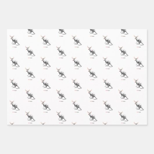 3 Blatt Funny Aussie Rudolf Xmas Verpackung (Vorderseite)