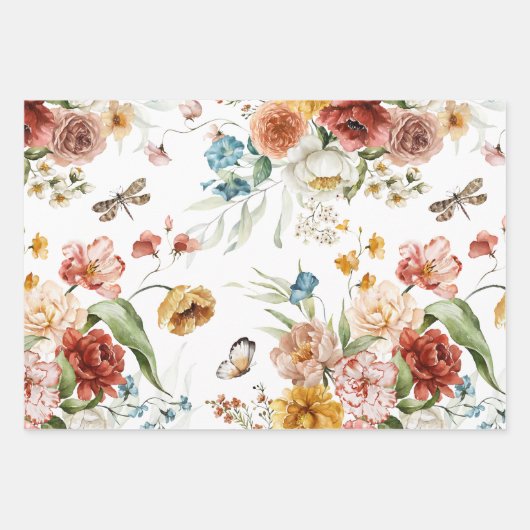 3 Blätter, Holländische Still Life Floral Art, 19" Geschenkpapier Set (Vorderseite)