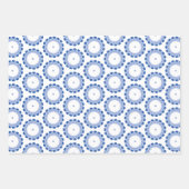 3 Blätter mit blau-weiß gestylten Kreismustern (Vorderseite 3)