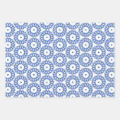 3 Blätter mit blau-weiß gestylten Kreismustern (Vorderseite 2)