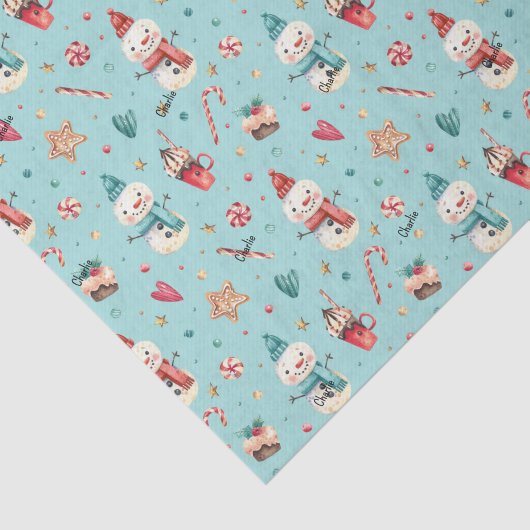 3 Blätter, Name, Whimsy Snowman Süßigkeiten und He Seidenpapier (Ausschnitt)