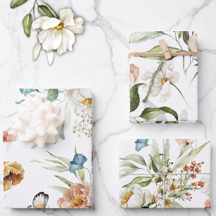 3 Blätter, niederländische Stilleben-Blumenkunst,  Geschenkpapier Set