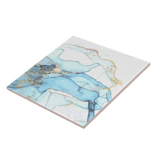 (3)Blau und Goldmarmor in flüssigem Ozean Fliese (Seite)