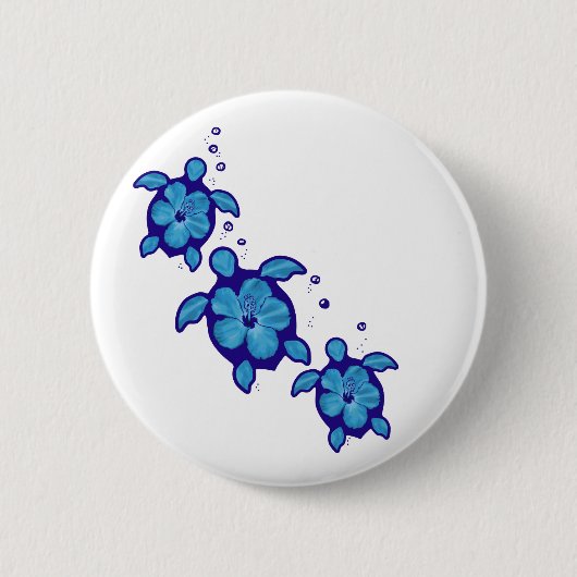 3 blaue Honu Schildkröten Button (Vorderseite)