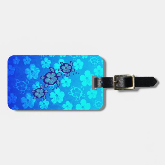 3 blaue Honu Schildkröten Gepäckanhänger (Vorderseite horizontal)