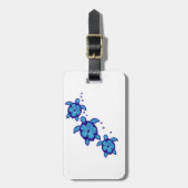 3 blaue Honu Schildkröten Gepäckanhänger (Vorderseite vertikal)