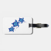 3 blaue Honu Schildkröten Gepäckanhänger (Rückseite horizontal)