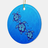 3 blaue Honu Schildkröten Keramik Ornament (Links)