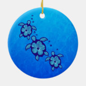 3 blaue Honu Schildkröten Keramik Ornament (Hinten)