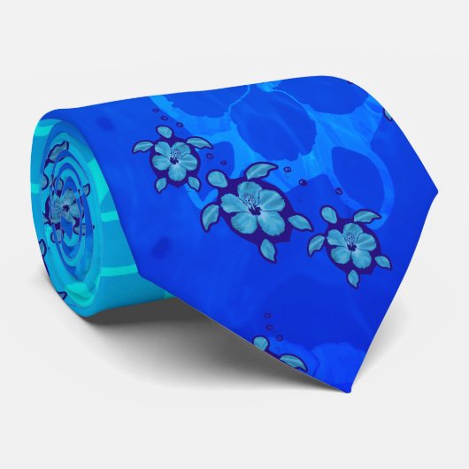 3 blaue Honu Schildkröten Krawatte (Gerollt)
