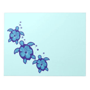 3 blaue Honu Schildkröten Notizblock