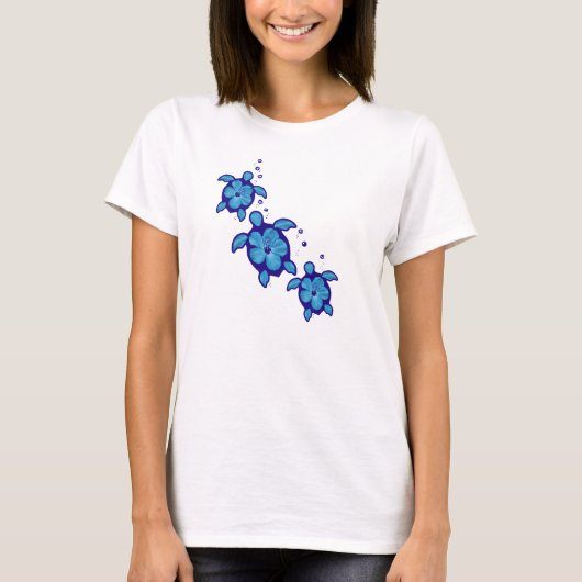3 blaue Honu Schildkröten T-Shirt (Vorderseite)