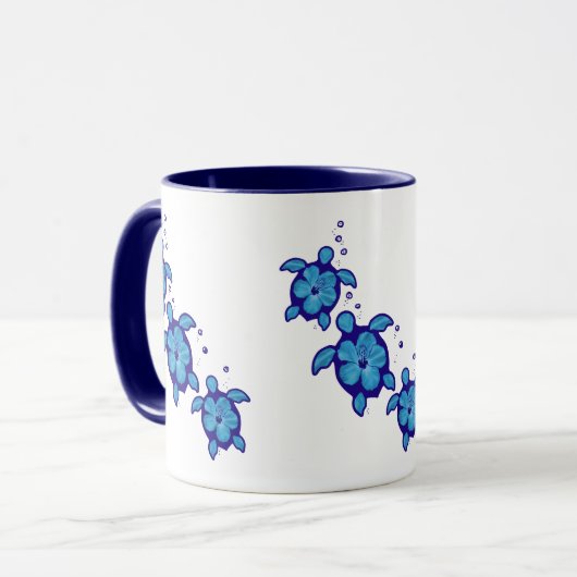 3 blaue Honu Schildkröten Tasse (Vorderseite Links)