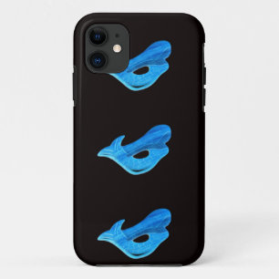 3 blaue Meerjungfrauen auf schwarzem Fall iPhone 11 Hülle