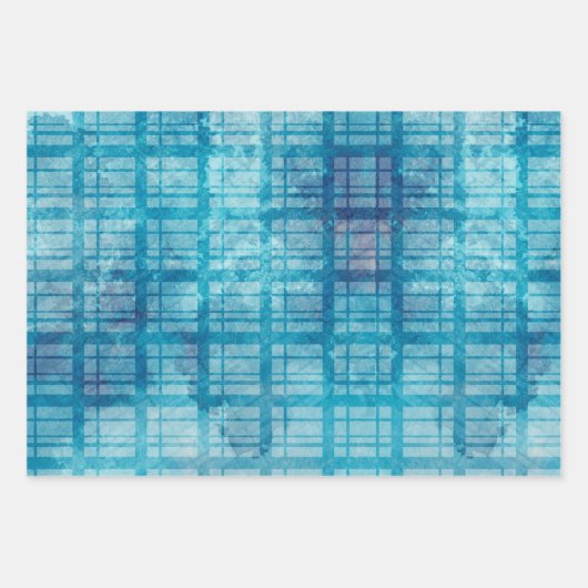 3 Blaues Kariertes Männergeschenk - Besondere Anla Geschenkpapier Set (Vorderseite 2)