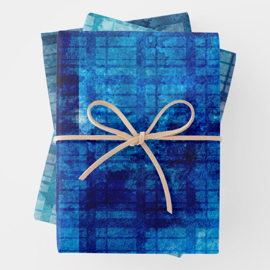 3 Blaues Kariertes Männergeschenk - Besondere Anla Geschenkpapier Set (Beispiel)