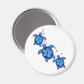 3 Blue Honu Turtles Magnet (Vorderseite/Rückseite)