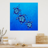3 Blue Honu Turtles Poster (Küche)